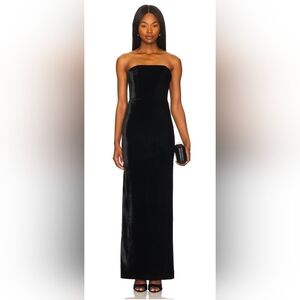 Classic Black Velvet Evening Dress - Women's Formal Gown
